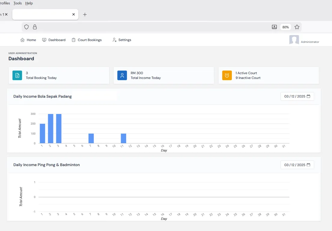 sports booking system studio 61